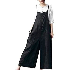 Baggy Black Romper, Jumpsuit, Bib Overalls Size M